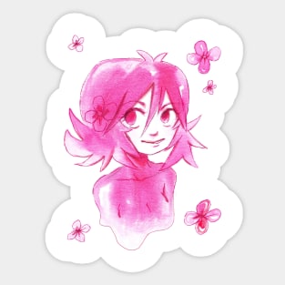 Pink Watercolor Flower Girl Sticker